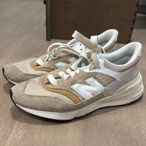 New Balance Beige and White Sneakers